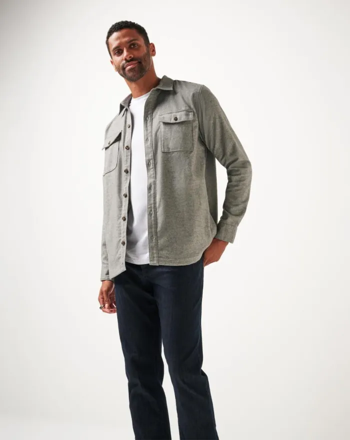 Men LIFESTYLE SHIFT SHIRT JACKET Heather Grey TravisMathew ButtonUps