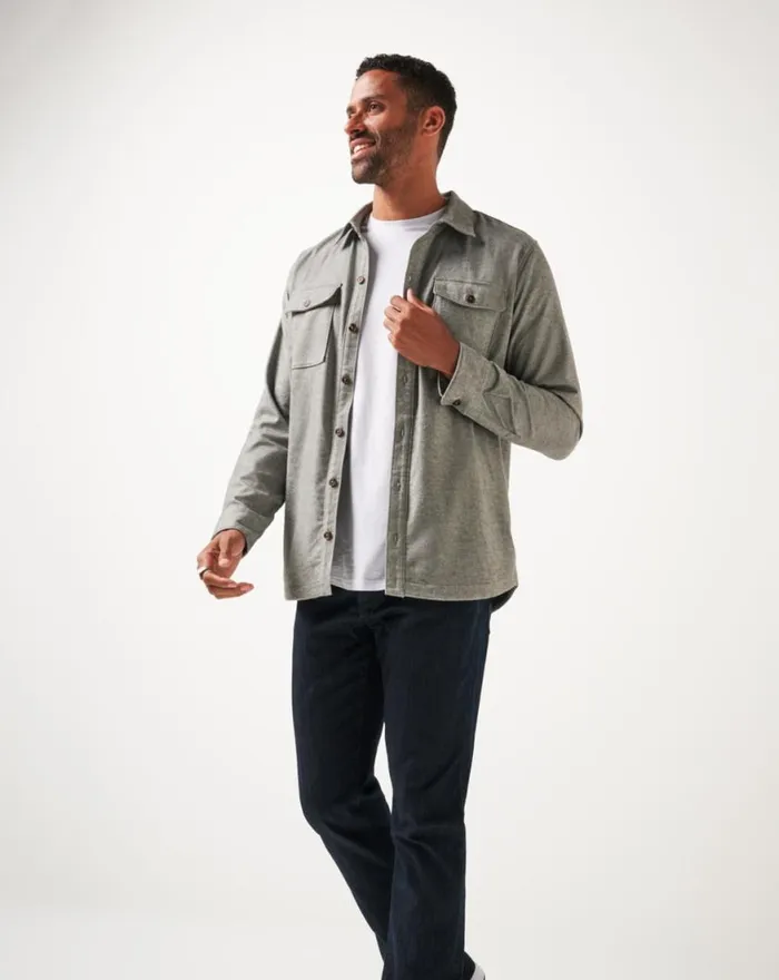 Men LIFESTYLE SHIFT SHIRT JACKET Heather Grey TravisMathew ButtonUps