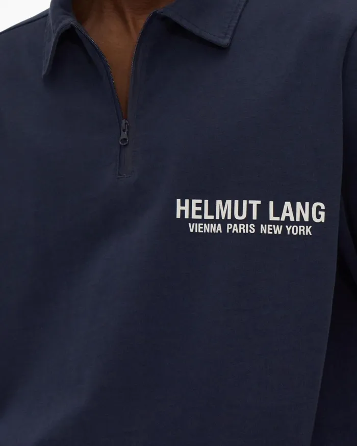 Men Long Sleeve Polo Admiral Blue Helmut Lang TShirts