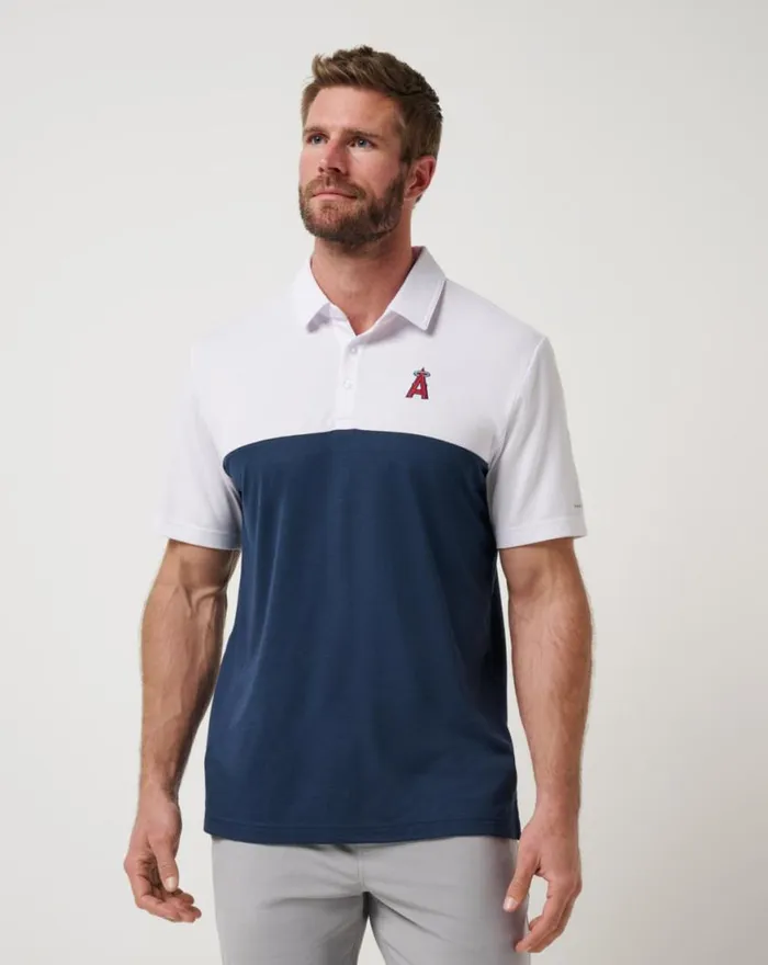 Men LOS ANGELES ANGELS HOME RUN LEADER POLO Whitenavy TravisMathew Polos