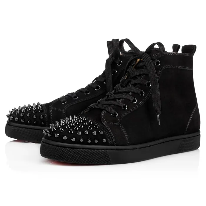 Men Lou Spikes Hightop Sneakers 8211 Suede 8211 Black Black Christian Louboutin High Top Sneakers Men Lou Spikes Hightop Sneakers 8211 Suede 8211 Black Black Christian Louboutin High Top Sneakers