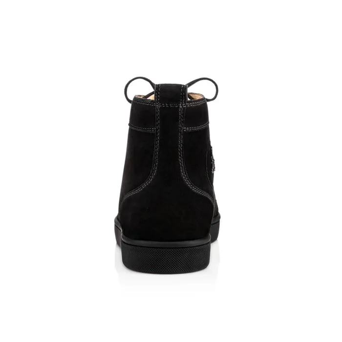 Men Lou Spikes Hightop Sneakers 8211 Suede 8211 Black Black Christian Louboutin High Top Sneakers