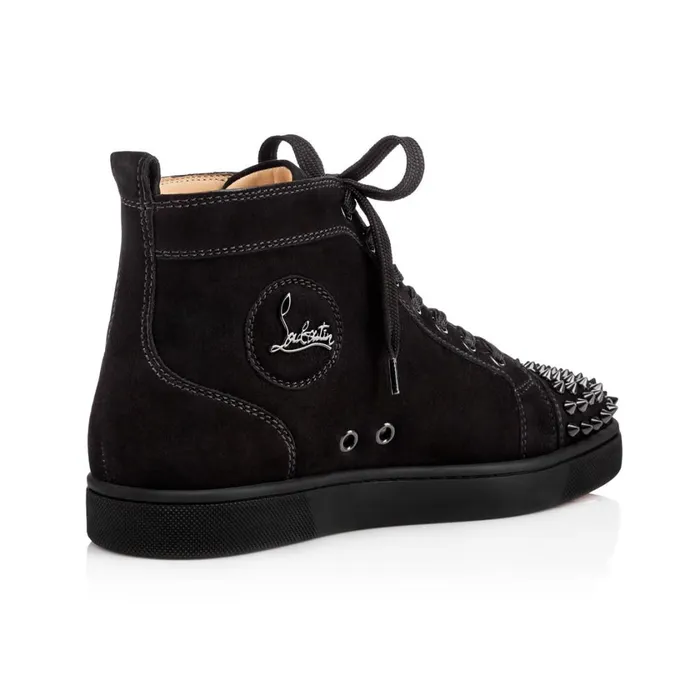 Men Lou Spikes Hightop Sneakers 8211 Suede 8211 Black Black Christian Louboutin High Top Sneakers