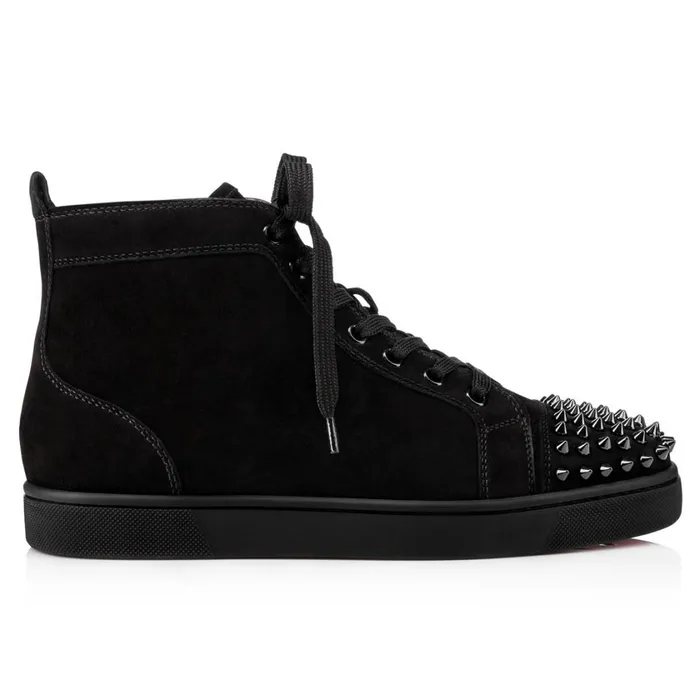 Men Lou Spikes Hightop Sneakers 8211 Suede 8211 Black Black Christian Louboutin High Top Sneakers