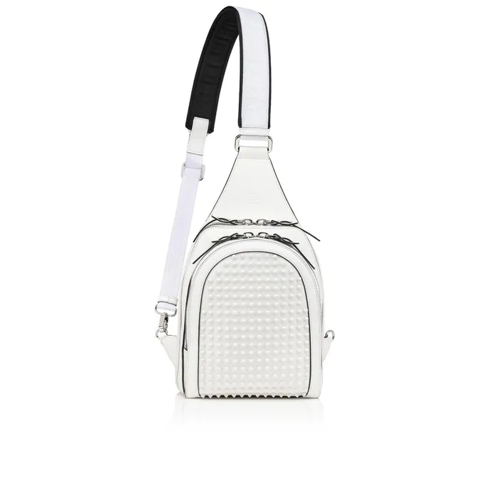 Men Loubifunk Crossbody Bag 8211 Grained Calf Leather And Spikes 8211 Bianco White Christian Louboutin Crossbody Bags Men Loubifunk Crossbody Bag 8211 Grained Calf Leather And Spikes 8211 Bianco White Christian Louboutin Crossbody Bags