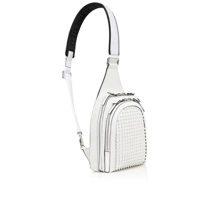 Men Loubifunk Crossbody Bag 8211 Grained Calf Leather And Spikes 8211 Bianco White Christian Louboutin Crossbody Bags