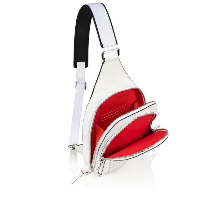 Men Loubifunk Crossbody Bag 8211 Grained Calf Leather And Spikes 8211 Bianco White Christian Louboutin Crossbody Bags