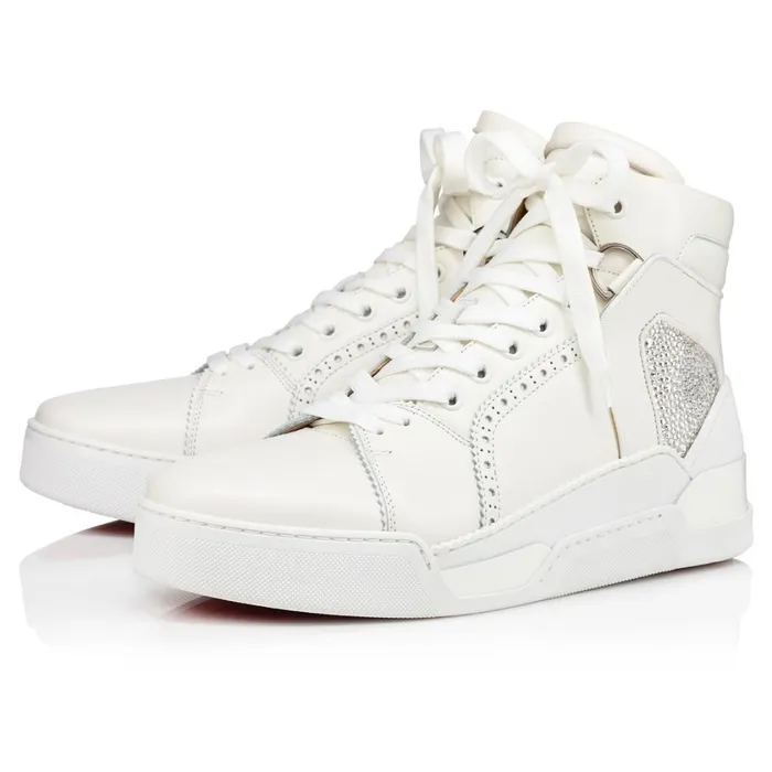 Men Loubikick Strass Hightop Sneakers 8211 Calf Leather 8211 White White Christian Louboutin High Top Sneakers Men Loubikick Strass Hightop Sneakers 8211 Calf Leather 8211 White White Christian Louboutin High Top Sneakers
