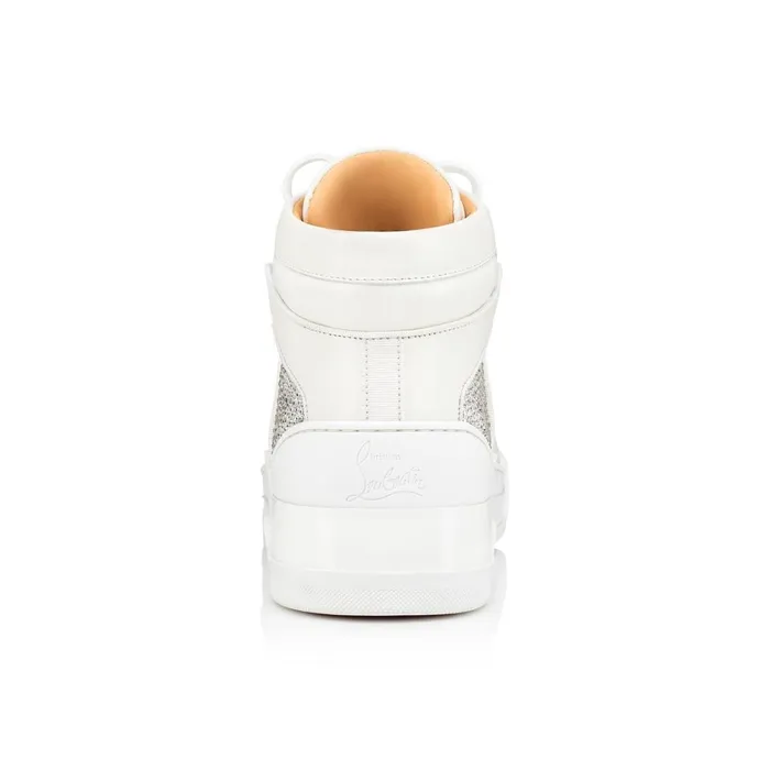 Men Loubikick Strass Hightop Sneakers 8211 Calf Leather 8211 White White Christian Louboutin High Top Sneakers