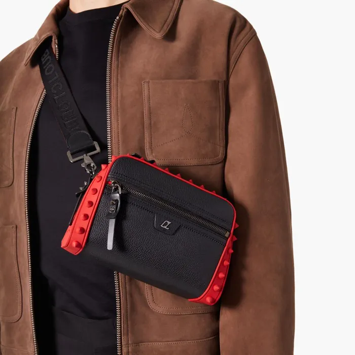Men Loubitown Crossbody Bag 8211 Calf Leather And Rubber 8211 Black Black Christian Louboutin Crossbody Bags