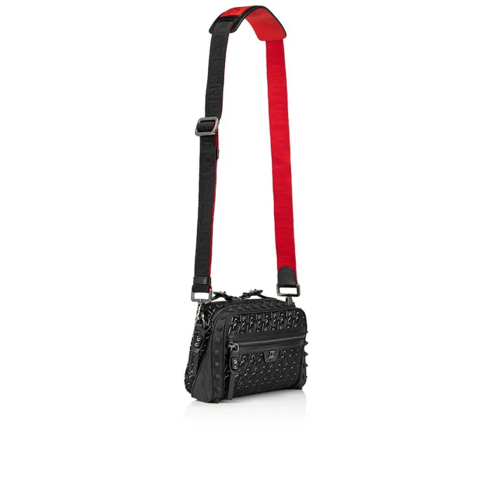 Men Loubitown Crossbody Bag 8211 Coated Canva Techno CL And Rubber 8211 Black Black Christian Louboutin Crossbody Bags