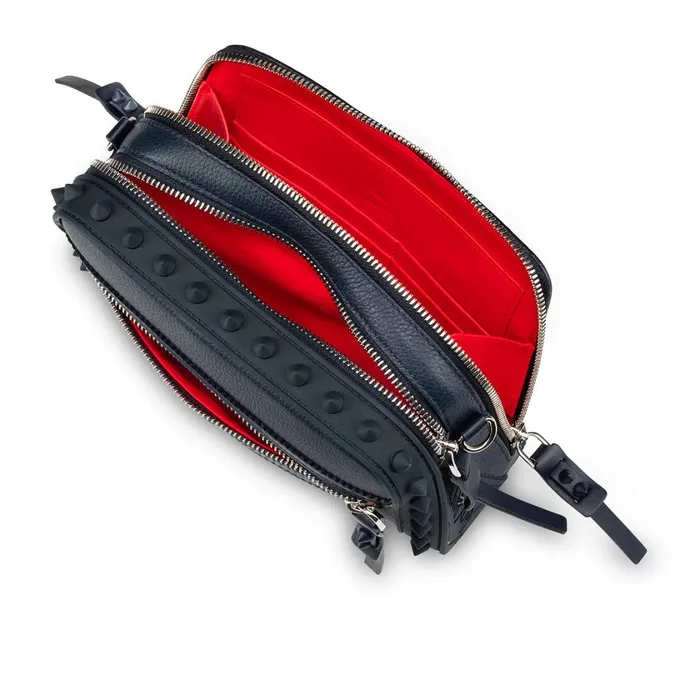 Men Loubitown Crossbody Bag 8211 Grained Calf Leather And Fabric 8211 Marine Blue Christian Louboutin Crossbody Bags