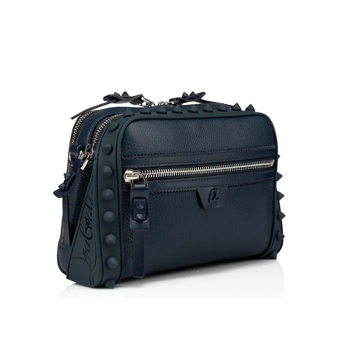 Men Loubitown Crossbody Bag 8211 Grained Calf Leather And Fabric 8211 Marine Blue Christian Louboutin Crossbody Bags