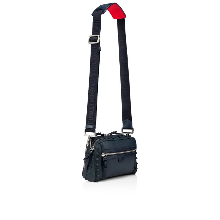 Men Loubitown Crossbody Bag 8211 Grained Calf Leather And Fabric 8211 Marine Blue Christian Louboutin Crossbody Bags