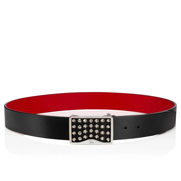 Men Louis Belt Belt 8211 Calf Leather And Spikes 8211 Black Black Christian Louboutin Belts