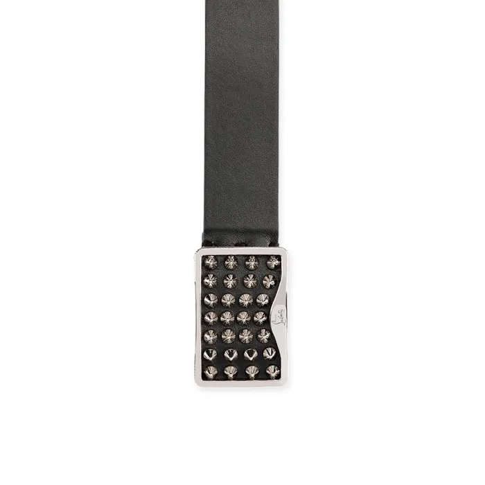 Men Louis Belt Belt 8211 Calf Leather And Spikes 8211 Black Black Christian Louboutin Belts