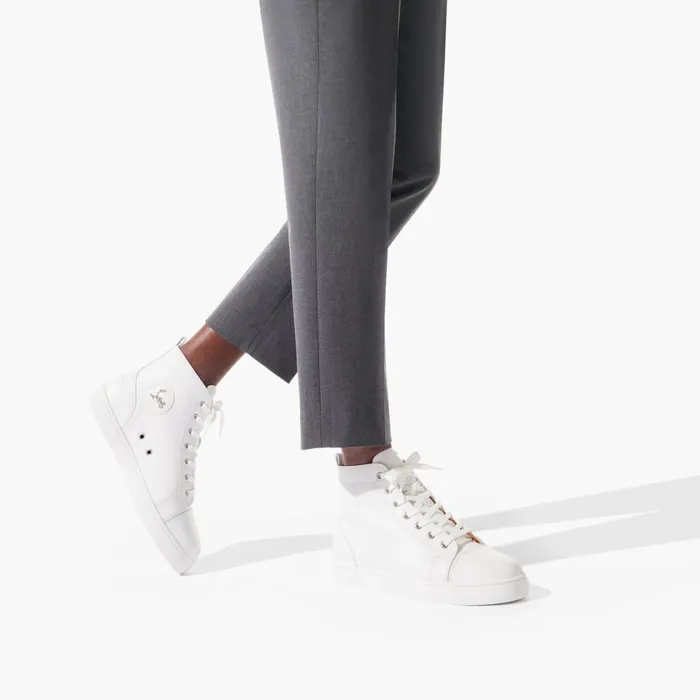 Men Louis Hightop Sneakers 8211 Calf Leather 8211 White White Christian Louboutin High Top Sneakers