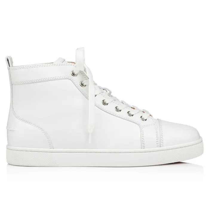 Men Louis Hightop Sneakers 8211 Calf Leather 8211 White White Christian Louboutin High Top Sneakers