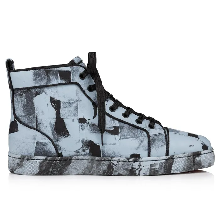 Men Louis Hightop Sneakers 8211 Leather Pittore 8211 Paseo Blue Christian Louboutin High Top Sneakers