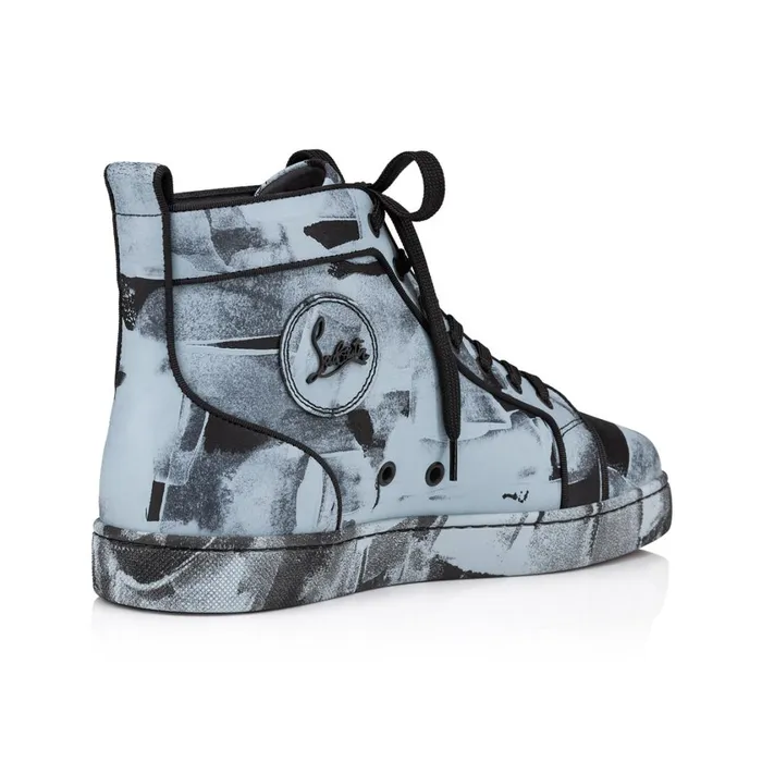 Men Louis Hightop Sneakers 8211 Leather Pittore 8211 Paseo Blue Christian Louboutin High Top Sneakers