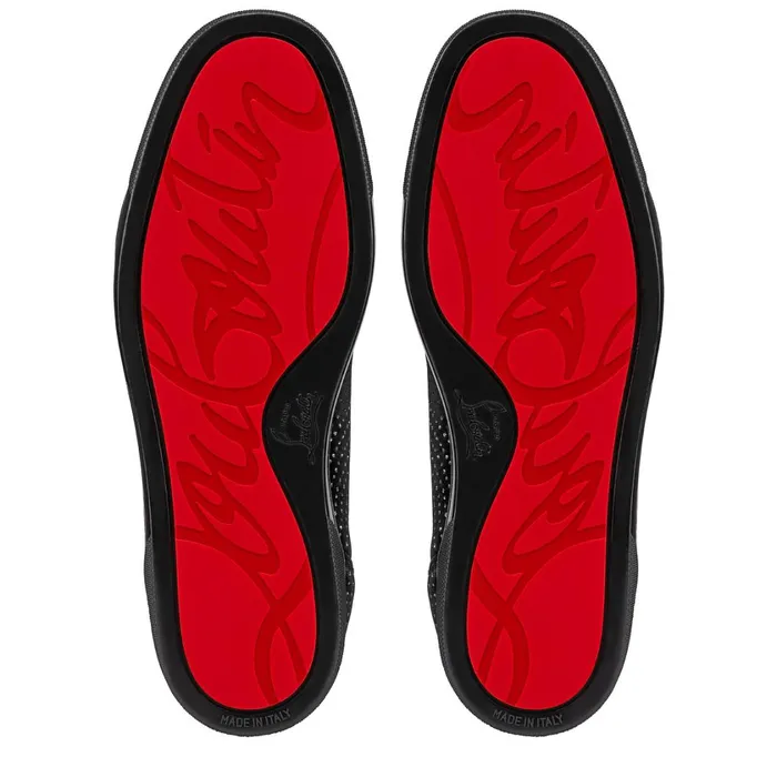 Men Louis Hightop Sneakers 8211 Velvet River And Calf Leather 8211 Black Black Christian Louboutin High Top Sneakers