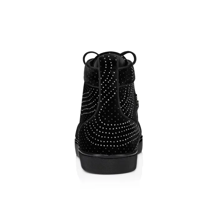 Men Louis Hightop Sneakers 8211 Velvet River And Calf Leather 8211 Black Black Christian Louboutin High Top Sneakers
