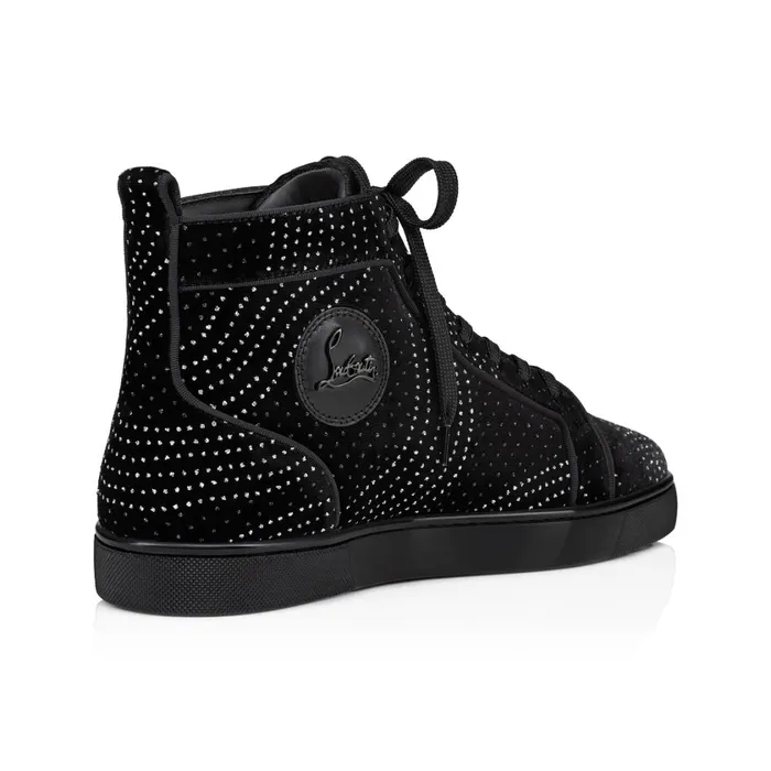 Men Louis Hightop Sneakers 8211 Velvet River And Calf Leather 8211 Black Black Christian Louboutin High Top Sneakers