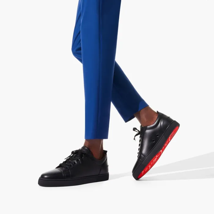 Men Louis Junior Sneakers 8211 Calf Leather 8211 Black Black Christian Louboutin Low Top Sneakers