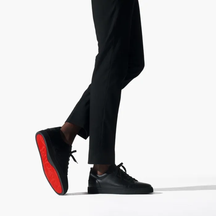 Men Louis Junior Sneakers 8211 Calf Leather 8211 Black Black Christian Louboutin Low Top Sneakers