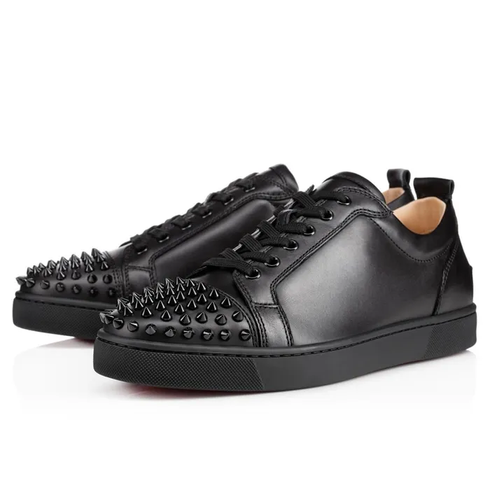 Men Louis Junior Spikes Sneakers 8211 Calf Leather And Spikes 8211 Black Black Christian Louboutin Low Top Sneakers Men Louis Junior Spikes Sneakers 8211 Calf Leather And Spikes 8211 Black Black Christian Louboutin Low Top Sneakers