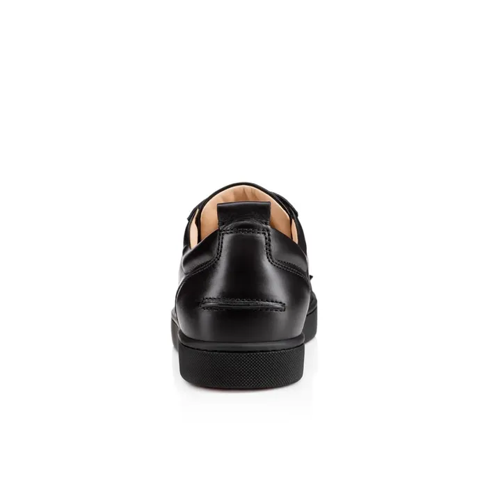 Men Louis Junior Spikes Sneakers 8211 Calf Leather And Spikes 8211 Black Black Christian Louboutin Low Top Sneakers