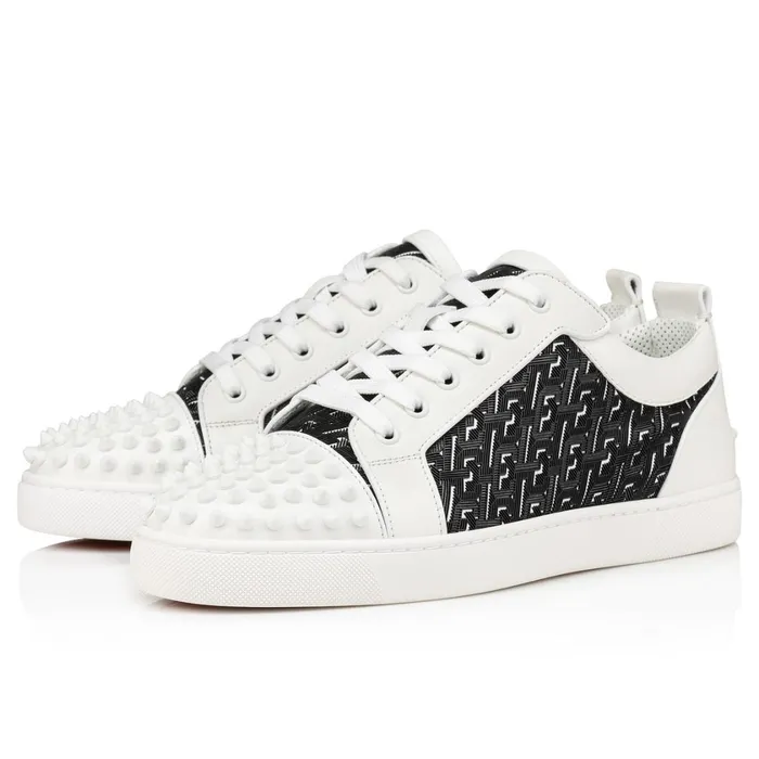Men Louis Junior Spikes Sneakers 8211 Calf Leather Coated Canva Techno CL Nappa Leather And Spikes 8211 White White Christian Louboutin Low Top Sneakers Men Louis Junior Spikes Sneakers 8211 Calf Leather Coated Canva Techno CL Nappa Leather And Spikes 8211 White White Christian Louboutin Low Top Sneakers