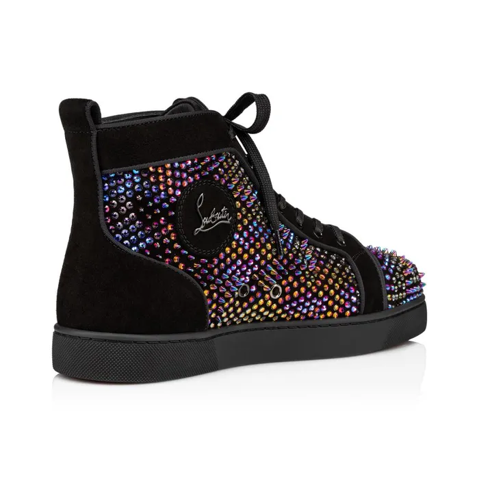 Men Louis Strass Loubiguana Hightop Sneakers 8211 Suede And Strass 8211 Multicolor Multicolor Christian Louboutin High Top Sneakers