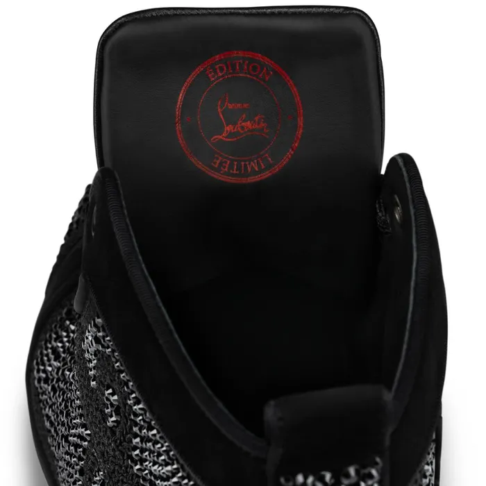 Men Louisario Hightop Sneakers 8211 Suede Strass And Veau Velours 8211 Black Black Christian Louboutin High Top Sneakers