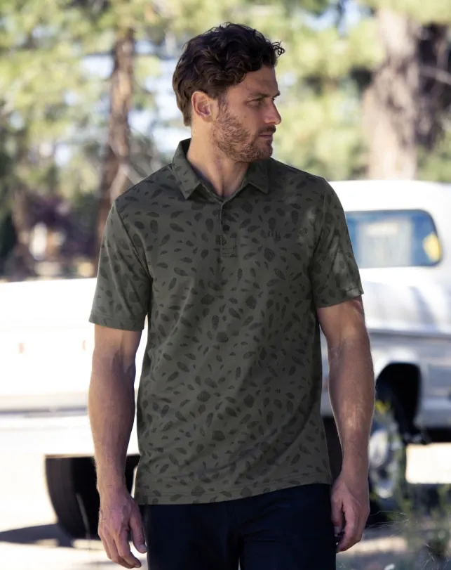 Men MAGMA MELT POLO Dark Olive TravisMathew Polos