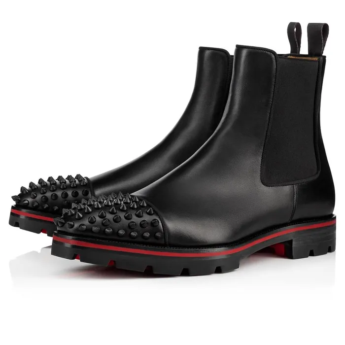 Men Melon Spikes Boots 8211 Calf Leather 8211 Black Black Christian Louboutin Ankle Boots Men Melon Spikes Boots 8211 Calf Leather 8211 Black Black Christian Louboutin Ankle Boots
