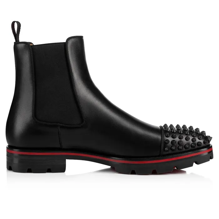 Men Melon Spikes Boots 8211 Calf Leather 8211 Black Black Christian Louboutin Ankle Boots