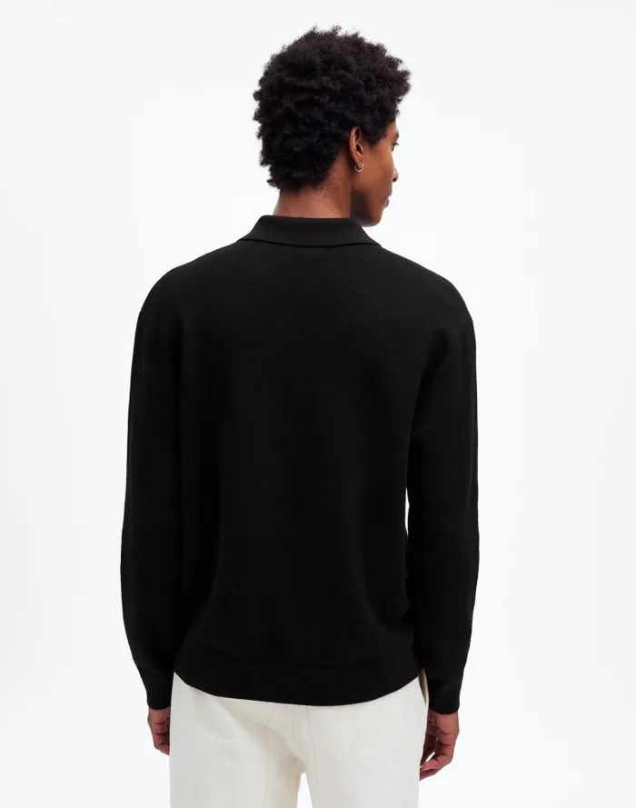 Men MilanoKnit Sweater Polo Shirt In Merino Wool True Black Madewell Shirts