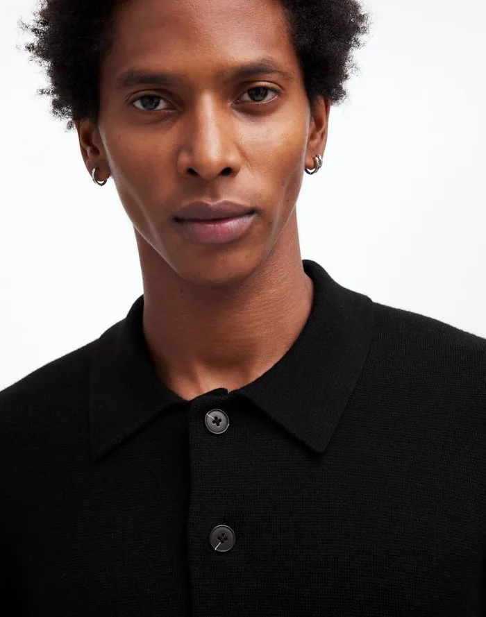 Men MilanoKnit Sweater Polo Shirt In Merino Wool True Black Madewell Shirts