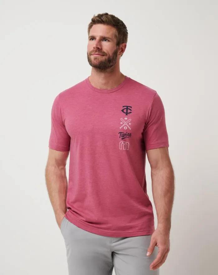 Men MINNESOTA TWINS SUNSET SLAM 20 TEE Heather Red TravisMathew Tees