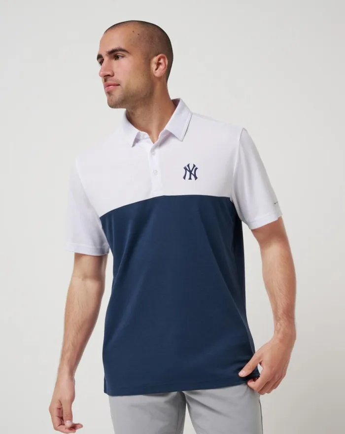 Men NEW YORK YANKEES HOME RUN LEADER POLO Whitenavy TravisMathew Polos
