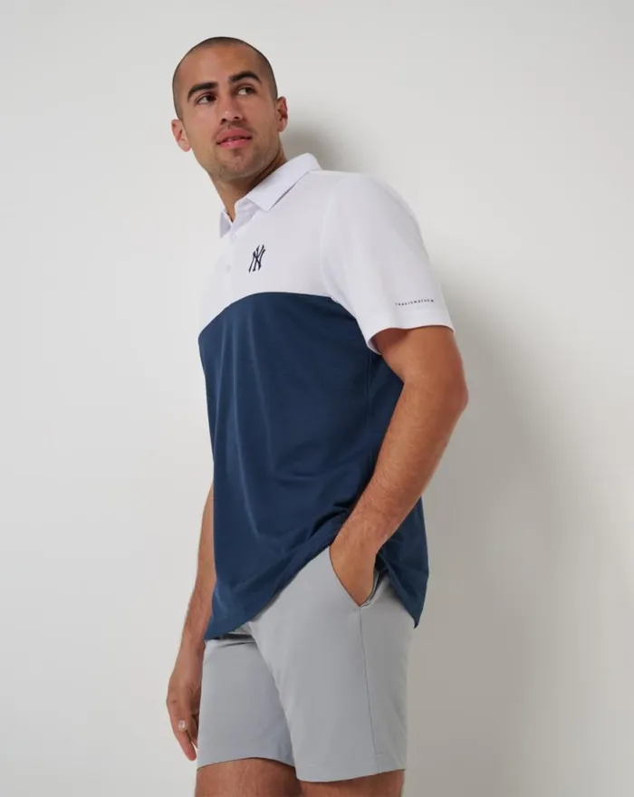 Men NEW YORK YANKEES HOME RUN LEADER POLO Whitenavy TravisMathew Polos