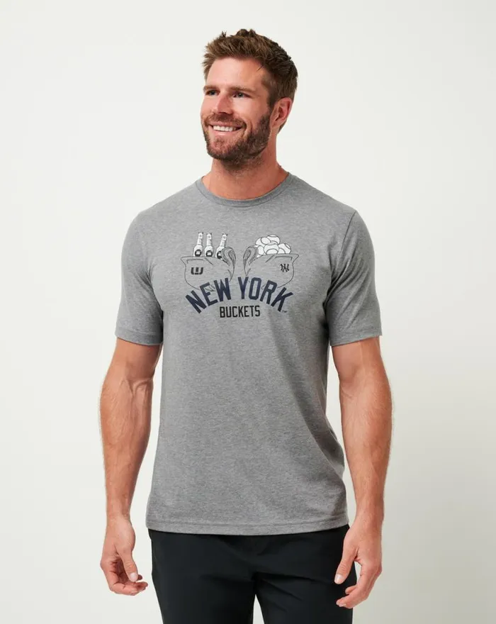Men NEW YORK YANKEES STRIKE ONE TEE Heather Grey TravisMathew Tees