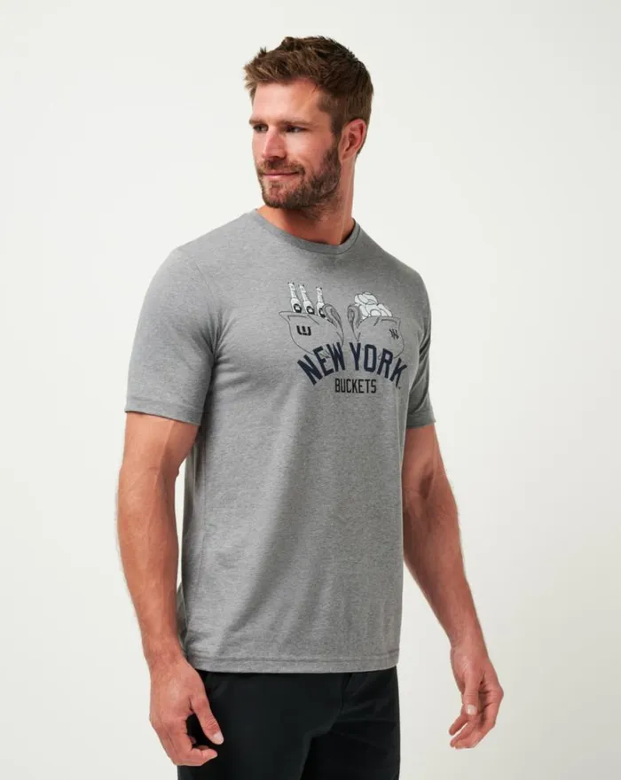 Men NEW YORK YANKEES STRIKE ONE TEE Heather Grey TravisMathew Tees