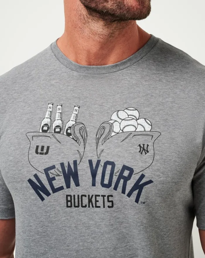 Men NEW YORK YANKEES STRIKE ONE TEE Heather Grey TravisMathew Tees