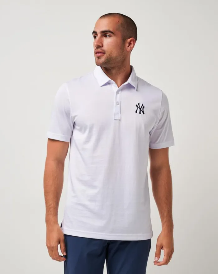 Men NEW YORK YANKEES THE ZINNA POLO White TravisMathew Polos