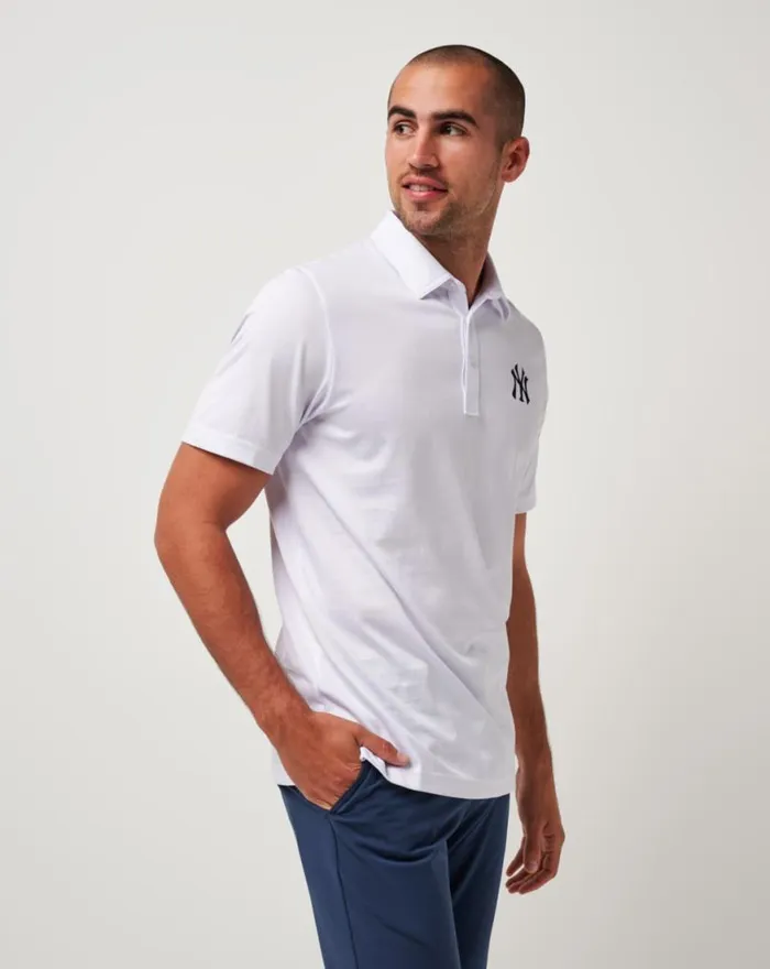 Men NEW YORK YANKEES THE ZINNA POLO White TravisMathew Polos