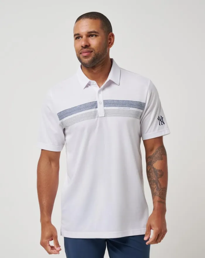 Men NEW YORK YANKEES TOP RECRUIT POLO White TravisMathew Polos