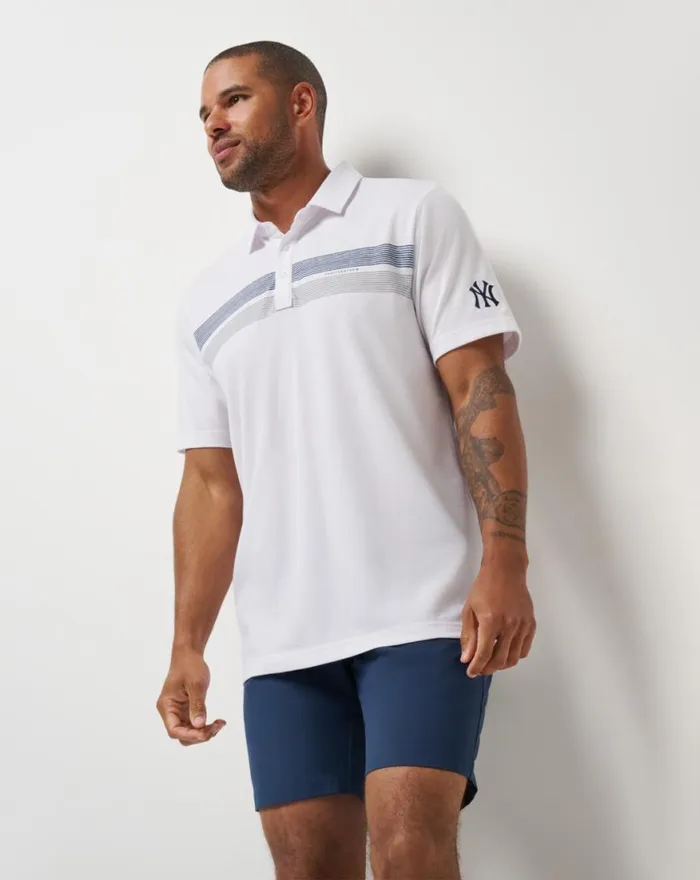 Men NEW YORK YANKEES TOP RECRUIT POLO White TravisMathew Polos