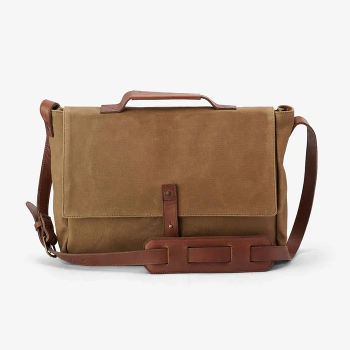 Men Nisolo Bags and Wallets Loreto Messenger Bag Waxed Canvas